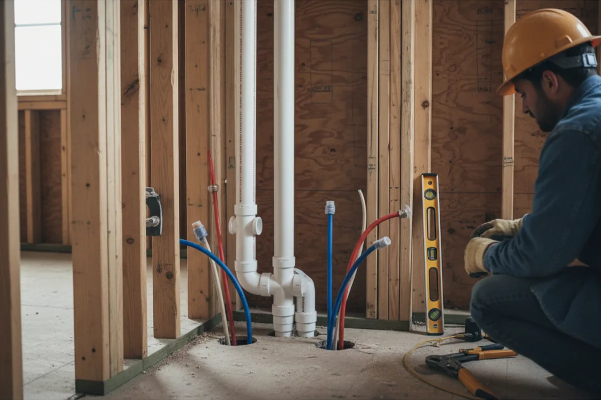 Drain and supply rough-in during Drain Cleaning in Christiana